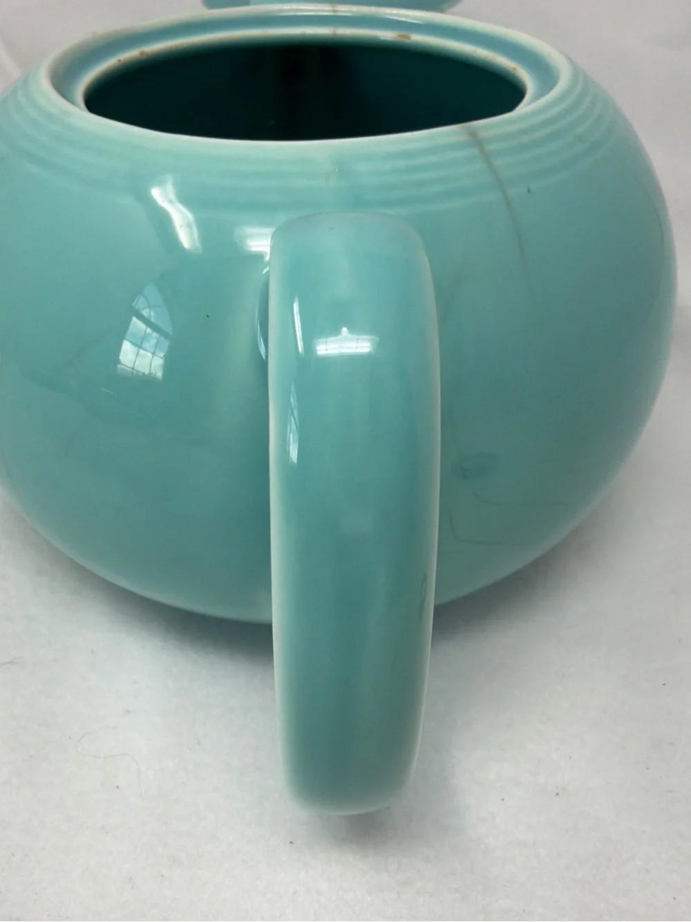 Vintage Teal Ceramic Teapot with Lid